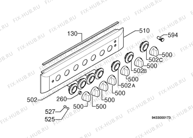 Взрыв-схема плиты (духовки) Zanussi Electrolux ZCM641X - Схема узла Command panel 037